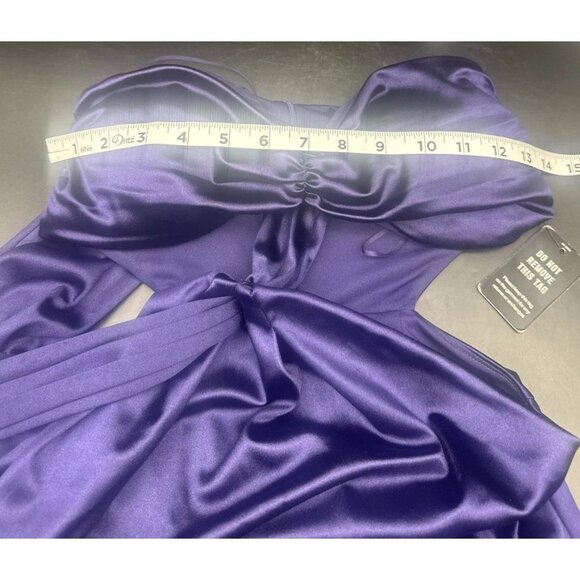 EXPRESS Womens Purple Satin Asymmetrical One Shoulder Rayon Slip Dress Sz S NEW - Picture 7 of 8